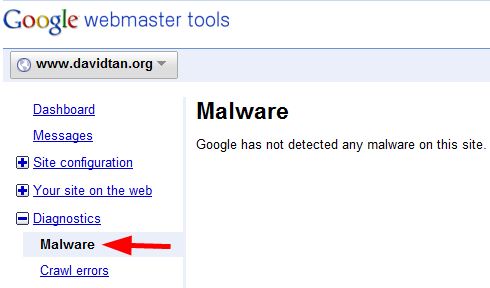 google webmaster tools malware diagnostics